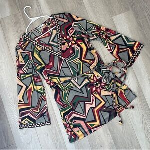 Emilio Pucci Multicolor Geometric Mini Dress - Green, Red, Yellow, Pink, Gray